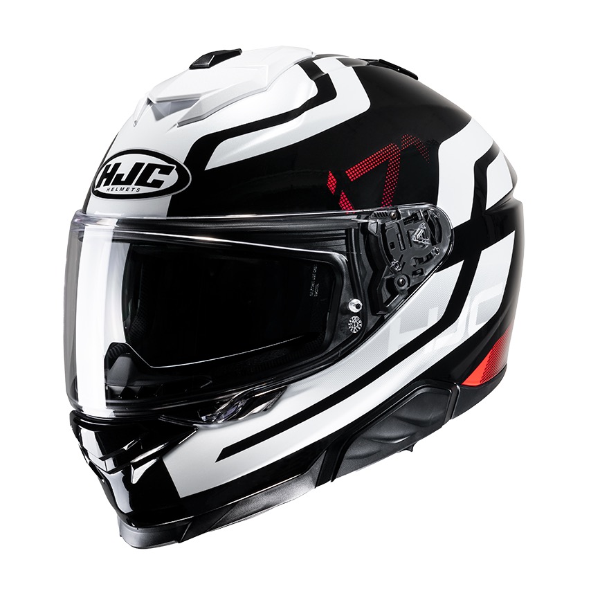 casco moto mujer HJC I71 ENTA MC1 negro blanco visor solar