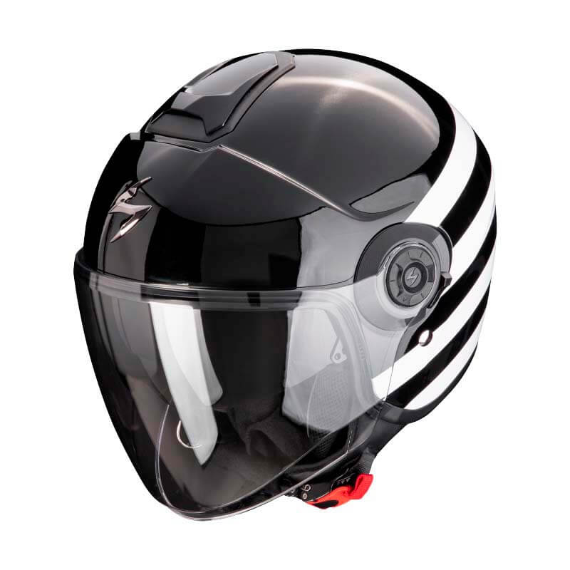 casco moto mujer jet scorpion exo-air II Bee negro blanco